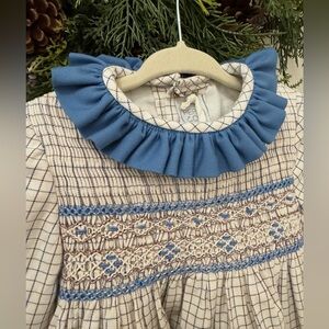 Pepa & Co. Handsmocked Dress with Blue Ruffle Collar Size 2T * New with Tags!